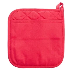 Grytlappar & Grillvantar-NICOLE RED grytvante- och grytlappset i hellång modell, 100 % bomull med neopren, tjock röd