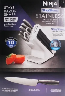 Köksknivar-Ninja K62006EUWH, Knivset, Rostfritt stål, Rostfritt stål, Rostfritt stål, Vit, Rostfritt stål