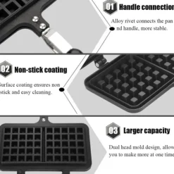 Våffeljärn-Non-Stick Våffelmaskin med dubbla huvuden för hushållskök