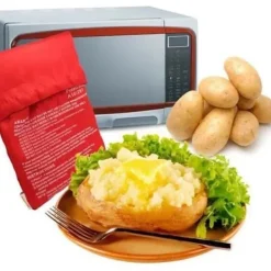 Påsar För Ångkokning-NOUVEAU Röd Tvättbar Kockväska Mikrovågsugn för Snabb Tillagning av Potatis