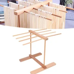 Diskställ & Torkställ-Nudeltorkställ i trä 15,4 X 8,7 X 11,8 tum hopfällbart Förhindra halka Pasta torkställ för hemmet