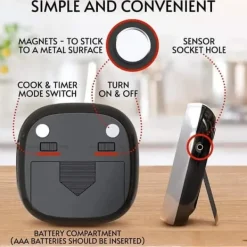OBOSOE Digital kökstermometer med pekskärm – kött- & BBQ-temperaturmätare med sond och blå LCD