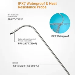 OBOSOE Digital kökstermometer med pekskärm – kött- & BBQ-temperaturmätare med sond och blå LCD