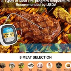 OBOSOE Digital kökstermometer med pekskärm – kött- & BBQ-temperaturmätare med sond och blå LCD