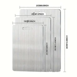 Skärbrädor-OBOSOE 3-Delars Rostfria Skärbrädor - Dubbelhäftande & Hygienisk för Kök, Grill & Camping