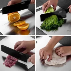 Skärbrädor-OBOSOE 3-Delars Rostfria Skärbrädor - Dubbelhäftande & Hygienisk för Kök, Grill & Camping