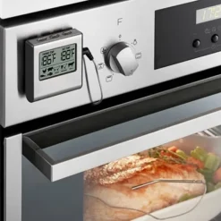 Matlagningstermometrar-OBOSOE Digital Ugnstermometer / Stektermometer med Timer och Ljudsignal – LCD Kötttermometer för Grill, Ugn och Rökning