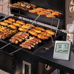 Matlagningstermometrar-OBOSOE Digital Ugnstermometer / Stektermometer med Timer och Ljudsignal – LCD Kötttermometer för Grill, Ugn och Rökning