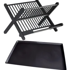 OBOSOE Diskställ i X-design – Fällbart 2-lagers Torkställ i Svart, Ingen Montering Krävs