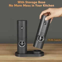OBOSOE Elektrisk Pepparkvarn Set av 2 - Justerbar Malningsgrad, LED-belysning, inklusive Ställ och Borste