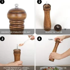 Kryddkvarnar-OBOSOE Handgjord 10 tums pepparkvarn i ekträ – Manuell kryddkvarn för peppar, salt och örter