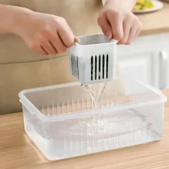 OBOSOE 6-i-1 Kylförvaringslåda - Plastbehållare med Lock för Grönsaker & Frukt | Färskvarande Drainagebox till Kök