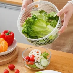 Salladsslungor-OBOSOE Manuell sallad spinner, grönsaker tork korg med hand vev, frukt avlopps kök Gadget