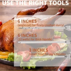 OBOSOE Marinadspruta i rostfritt stål – Köttspruta med 3 nålar för BBQ, grill, stek och marinad