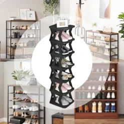 Kläd- & Garderobsförvaring-OBOSOE Multi Tier Shoe Rack, Utrymsbesparande skolagring, Sko rack arrangöre, Avtagbar skohållare, Ingång skolagring för ingångsdörr
