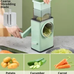 OBOSOE Multifunktionell manuell grönsakshackare, köksriven, lämplig för potatis, morötter och andra grönsaker, med 6 blad