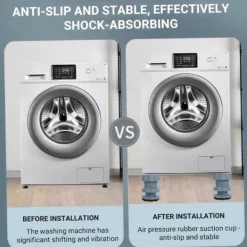 OBOSOE 4-pack Anti-Vibrationsfötter för Tvättmaskin – Stötdämpande Maskinfötter för Tvättmaskiner och Kylskåp