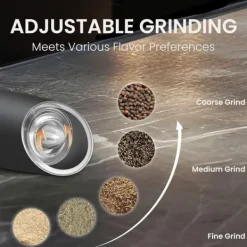 OBOSOE 2-Pack Elektrisk Salt- och Pepparkvarn med LED-ljus – Batteridriven Automatisk Kryddkvarn med Justerbar Grovlek