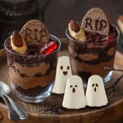 Isformar-OBOSOE 2-Pack Halloween Silikonform, 3D Spökform, Non-stick Chokladformar med 9 Hål för Gelé, Gummy, Pudding