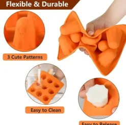 Isformar-OBOSOE 2-Pack Halloween Silikonform, 3D Spökform, Non-stick Chokladformar med 9 Hål för Gelé, Gummy, Pudding