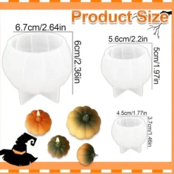 OBOSOE 3-Pack Pumpa Silikonformar – Resin Ljusformar för Heminredning, Ljusgjutning & Handgjord Tvål, Halloween-dekoration