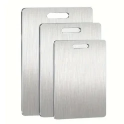 OBOSOE 3-pack Rostfria Stålskärbrädor - Dubbelsidiga Köksbrädor Mögelresistenta & Fukttåliga | Professionell Köksutrustning för Hemmet