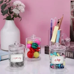 Förvaringsburkar-OBOSOE 4-Pack Transparenta Förvaringsburkar för Smink och Småföremål