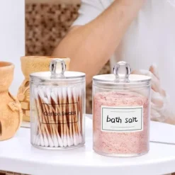 Förvaringsburkar-OBOSOE 4-Pack Transparenta Förvaringsburkar för Smink och Småföremål