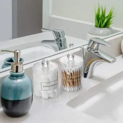 Förvaringsburkar-OBOSOE 4-Pack Transparenta Förvaringsburkar för Smink och Småföremål