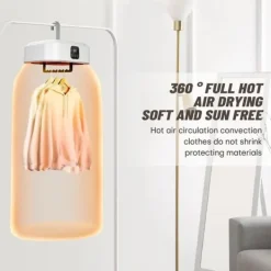 OBOSOE Portabel Klädtork, Mini Torktumlare med Fjärrkontroll, Fällbar Elektrisk Torkmaskin med Torkpåse för Resa, Husvagn, Hem