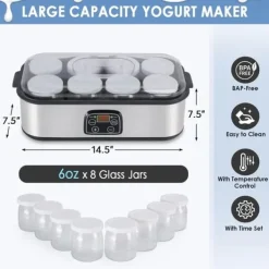 Yogurtmaskiner-OBOSOE Probiotisk Yoghurt – Yoghurtmaskin med justerbar temperatur och tid, skapa miljarder av levande probiotika för tarmhälsa