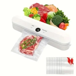 Vakuumförpackare-OBOSOE Vakuumförpackare / Vacuum Sealer med 10-Pack Påsar – Automatisk Matförslutare för Torr och Fuktig Mat
