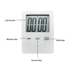 Äggklockor-OBOSOE Vit stor skärm kökstimer, digital display, stoppur timer, hushållens nödvändiga verktyg