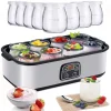 OBOSOE Yoghurtmaskin 1400ML med 8 Glas, Justerbar Temperatur & Tid, Automatisk Maskin med LCD-Skärm