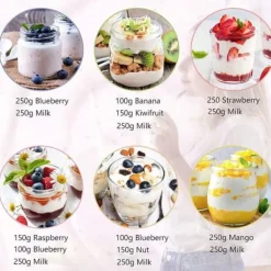 OBOSOE Yoghurtmaskin 1400ML med 8 Glas, Justerbar Temperatur & Tid, Automatisk Maskin med LCD-Skärm