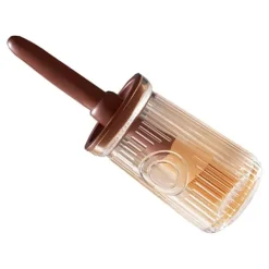 Bakpenslar-Oljeborste Högtemperaturbeständig livsmedelsklassad silikonbakelse Tråcklingsborste med röd flaska