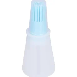 Bakpenslar-Oljeborste Silikon Multifunktionell Sås Grilloljeborste med Transparent Flasklock Köksverktyg Blå