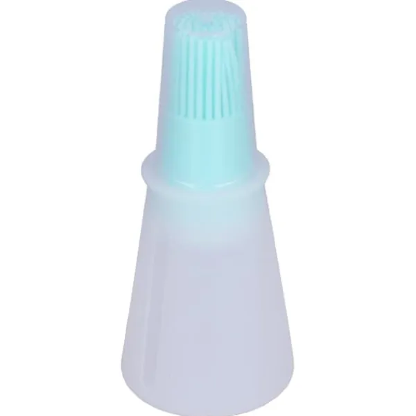 Bakpenslar-Oljeborste Silikon Multifunktionell Såsgrill Oljeborste med Transparent Flasklock Köksverktyg Grön