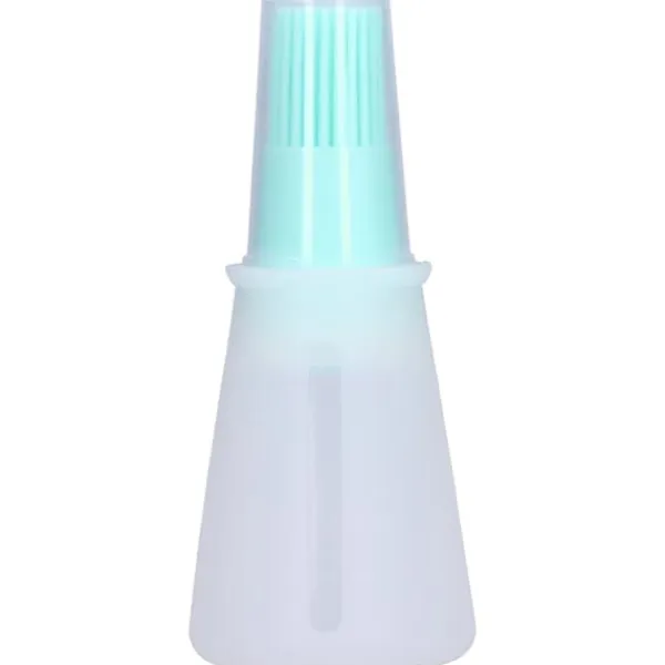 Bakpenslar-Oljeborste Silikon Multifunktionell Såsgrill Oljeborste med Transparent Flasklock Köksverktyg Grön