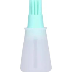 Bakpenslar-Oljeborste Silikon Multifunktionell Såsgrill Oljeborste med Transparent Flasklock Köksverktyg Grön