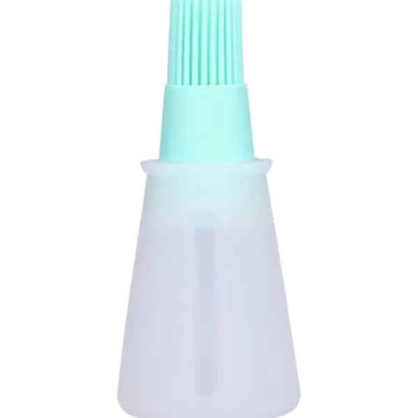 Bakpenslar-Oljeborste Silikon Multifunktionell Såsgrill Oljeborste med Transparent Flasklock Köksverktyg Grön