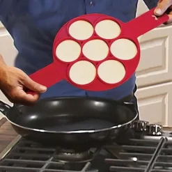 Köksformar-Omelettform Silikon Frukost DIY Form Äggform Leende Ansikte Pannkaka Verktyg Ägg Ring Röd