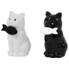 Original salt- och pepparkar i form av en katt. Set av salt- och pepparkar i keramik. Mått: 5 x 9 cm - Fisura