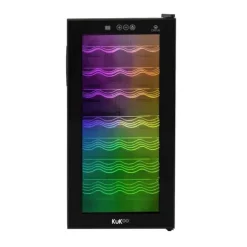 Oriva Vinkyl 78L | Plats för 28 flaskor | Flerfärgad LED med musiksynk | Digital kontroll | Termoelektrisk kylning 8–18 °C | Fjärrkontroll | Tyst, kom | CDON