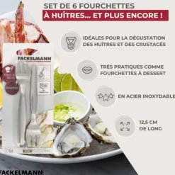 Matbestick-Ostrongafflar - Fackelmann - Ref. 32133 - Rostfritt stål - 6-pack - 12,5 cm