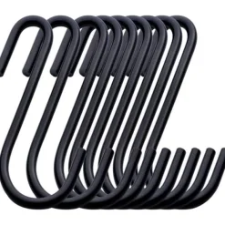 20-pack 10 cm svarta S-krokar för att hänga upp tunga garderobsjeans, stekpannor, kläder, väskor och handdukar