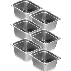 8-pack 1/2 storlek Hotellpannor i rostfritt stål, Ångbordspanna med 4" djupt lock, hållbar och praktisk