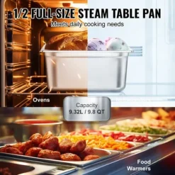 8-pack 1/2 storlek Hotellpannor i rostfritt stål, Ångbordspanna med 4