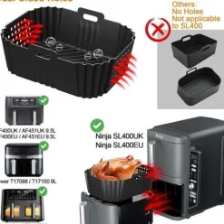 2-pack Air Fryer silikonform för Ninja Double Stack Oljefri Fryer SL400EU, Air Fryer tillbehör