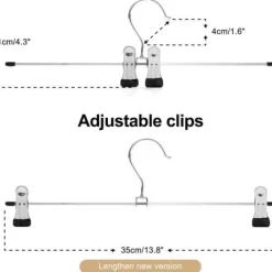 Kläd- & Garderobsförvaring-20-pack kjolhängare med justerbar halkfri byxklämma Platsbesparande metallhängare för jeans, 35 cm